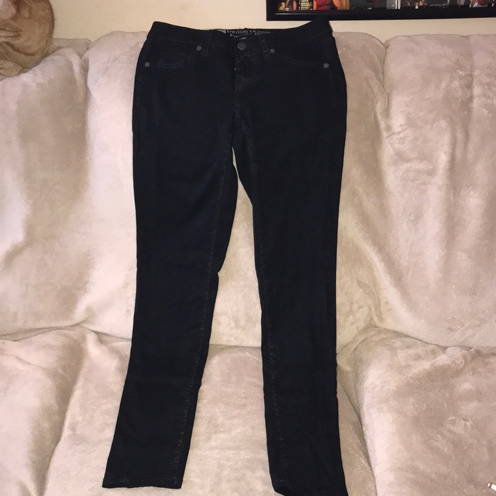 Mossimo black animal print denim leggings size 2 💕